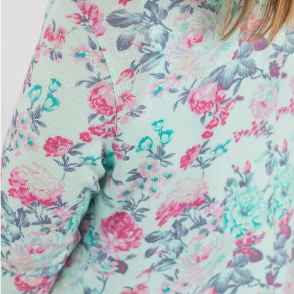 Michelle Mae Mint Floral Cardigan – Pink & Blue Soft Knit Layering Piece - Picture 6 of 8